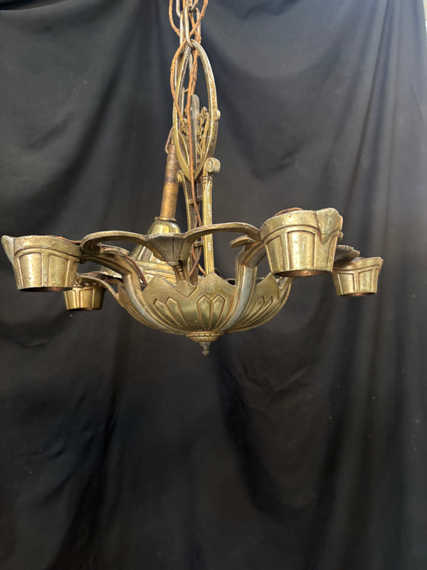 1930s Cast Aluminum Art Deco Chandelier GA21159