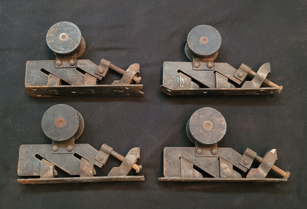 Set of 4 Cast Iron Pocket Door Roller Wheels 7" x 1 3/8" GS00640