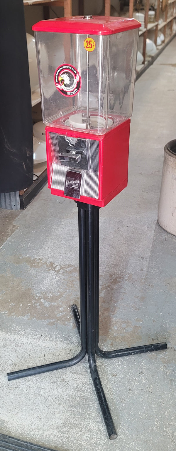 Vintage 25 Cent Free Standing Candy or Gumball Machine 44" Tall GS00996