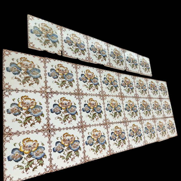 Set of Victorian Majolica Style Ceramic Tiles - Made in England GA20786
