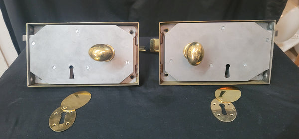 New Reproduction Left & Right Ball & Ball Solid Brass Rim Lock Sets GS00784