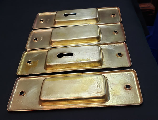 Set of 4 Restored Solid Brass Pocket Door Escutcheon Plates 6" x 2" GS01062