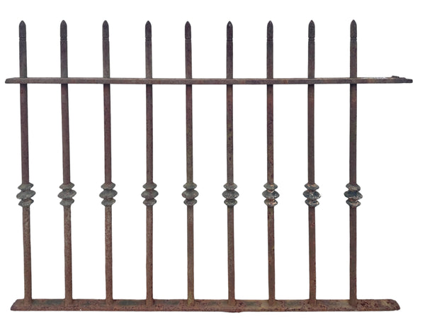 31' Ft of Antique Iron Picket Fencing w/ Lead Ornamental Knuckles GA21057