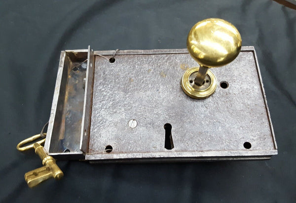 Restored 1800's Right Sided Iron & Brass Carpenter Lock Set