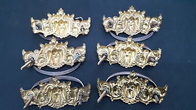 Set of 6 Brass Ornate Lion's Mane Drawer Pulls 4 1/2" x 2 1/4" GS00792