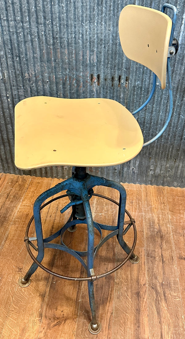 Vintage Toledo Metal Furniture Co. Work Stool w/ Backrest GA20532