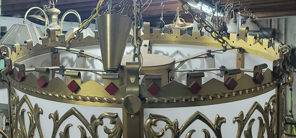 Ornate 11 Light Gothic Brass & Glass Chandelier 32" x 42" GS00635 4 Available