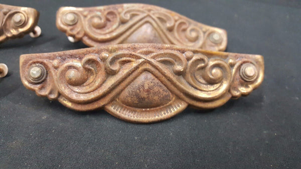 Architectural Salvage Art Nouveau Scroll Drawer Handle Pulls Set of 4