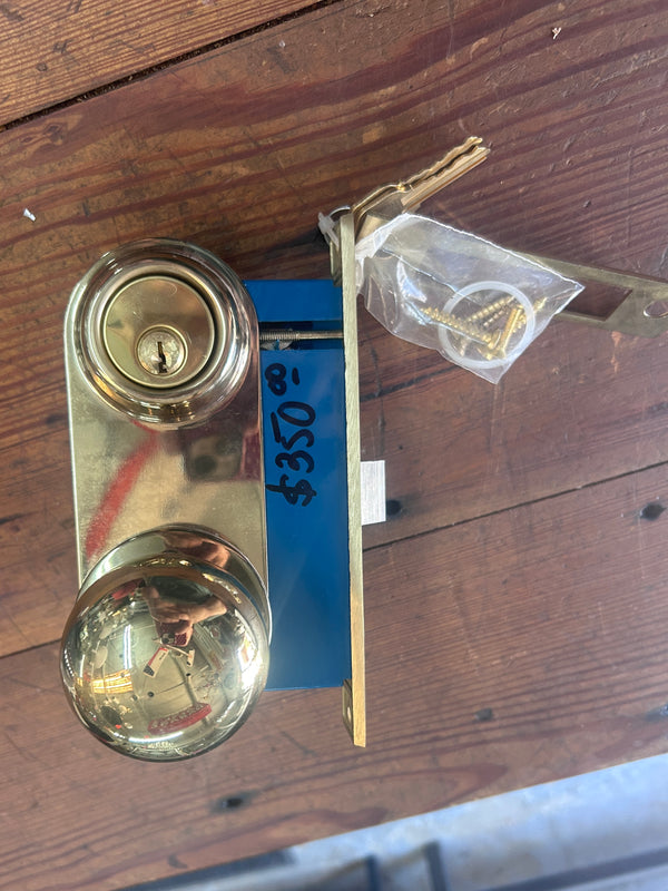 New Old Stock Complete Solid Brass Mortise Lock Set GS010972