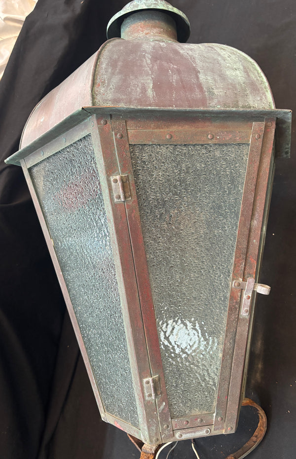 Riveted Copper Lamp Post Light with Green Patina GA21521