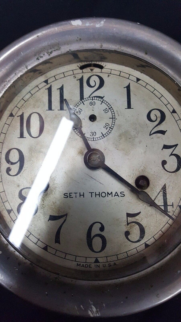 1945 Seth Thomas Maritime Ships Porthole Clock with Key GS00719