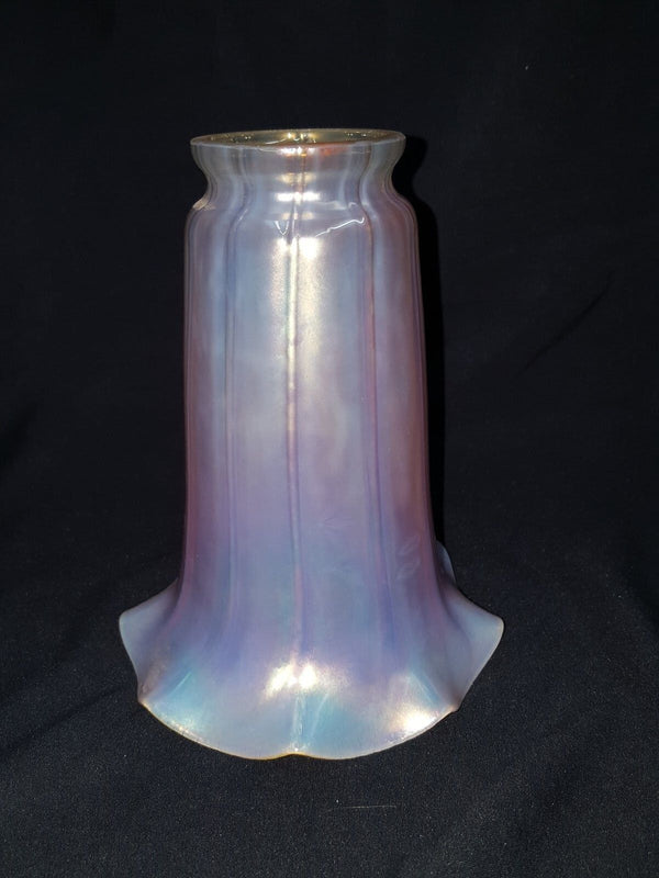 Art Nouveau Opalescent Lundberg Studios Pink A-Line Fluted Glass Shade