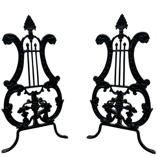 Pair of Restored Antique Cast Iron Fireplace Andirons GA20790