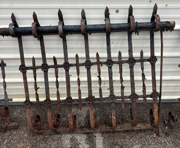 76 Feet of Iron Fence Panels with Cast Iron Rosettes GA21365