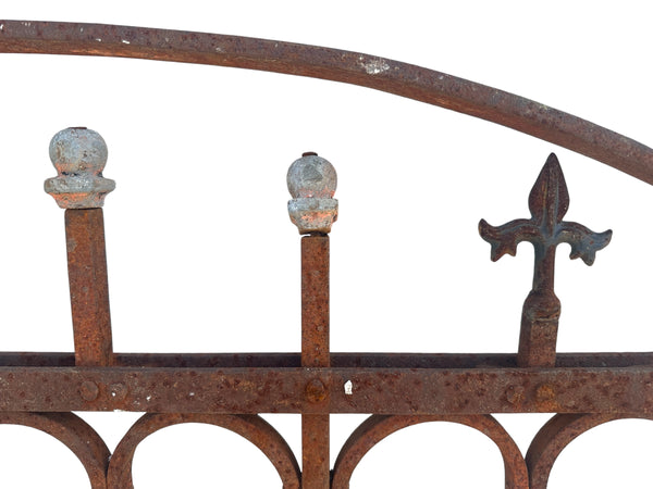 Antique Wrought Iron Arched Gate w/ Quatrefoil Pattern - 39.5" W x 37.5 T - GA20983