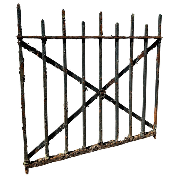 Antique Wrought Iron Garden Gate w/ Floral Medallion GA20990