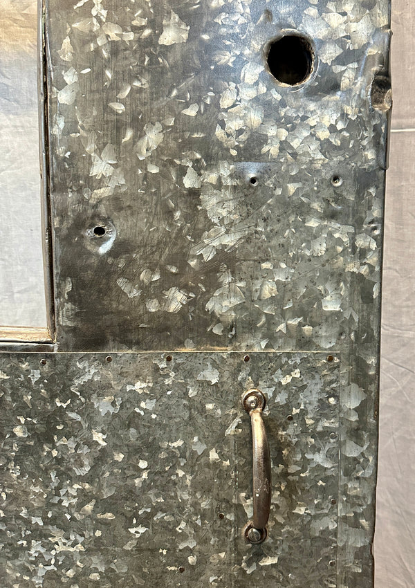 Industrial 2-Pane Galvanized Steel & Chicken Wire Glass Door GA20563