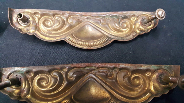 Architectural Salvage Art Nouveau Scroll Drawer Handle Pulls Set of 4