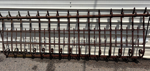 32 Feet of Iron Fence Panels with Pressed Tin Rosettes GA21366