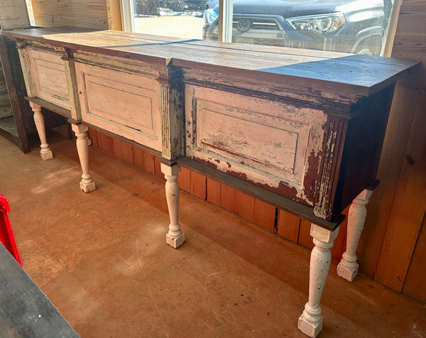 Rustic Custom-Built Cabinet/Counter Table w/ Heart Pine Top GA20719