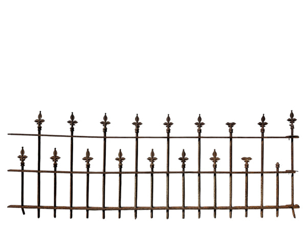 34 Ft of Antique Wrought Iron Fencing w/ Fleur-de-lis Finials GA20988