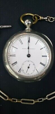 1877 Elgin Half Hunter Silverine 7 Jewel Model 1 Key Wound Pocket Watch
