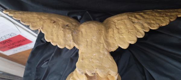 Vintage Cast Iron Pole Top Eagle w/ Open Wings 30" W x 12" T GS00666