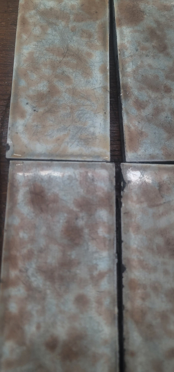 Lot of 109 Mottled Brown & Cream Fireplace Tiles GS010947