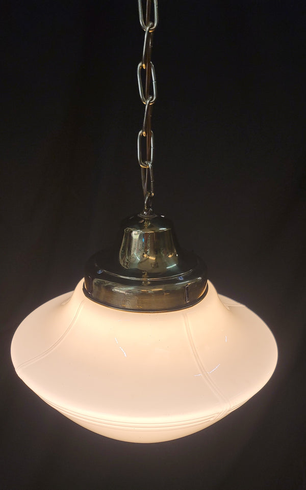 Restored Art Deco Pendant Light w/ Ribbed Bullet Point Shade GS01022