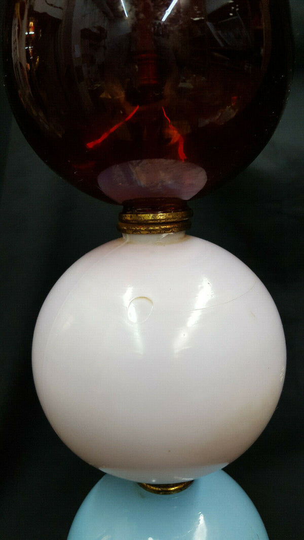 Vintage Art Work w/ Glass Lightening Rod Balls Brass Feet & Top Finial GS00754