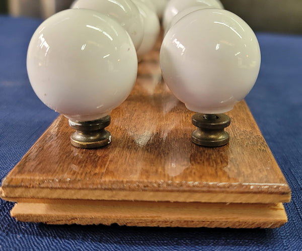 Vintage Set of 16 White Round Porcelain & Brass Knobs w/ Screws GS00668