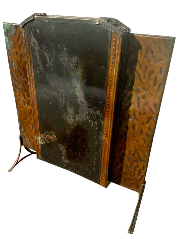 Antique Art Deco 3-Panel Steel Fireplace Screen w/ Lacquered Finish GA20682