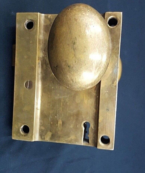 Brass Ship Rim Lock with Oval Knob and Keys