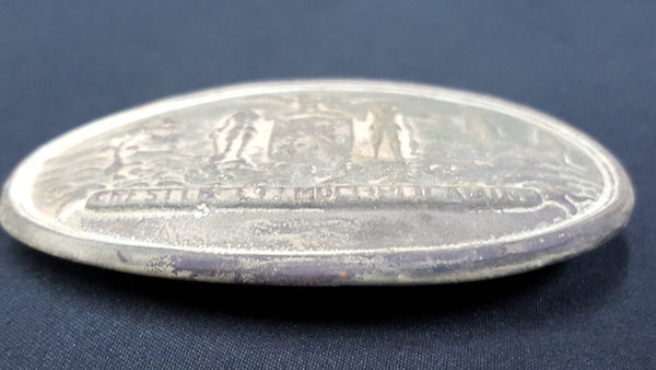 Civil War Reproduction Brass Oval Maryland Belt Buckle With 3 Hooks