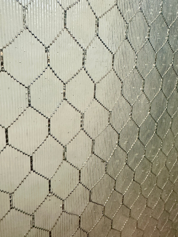 1-Pane Steel-Clad Patchwork Door w/ Striated Chicken Wire Glass GA20562