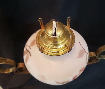 Ornate Queen Anne Hanging Oil Lantern w/ Hand Painted Shade GS00744