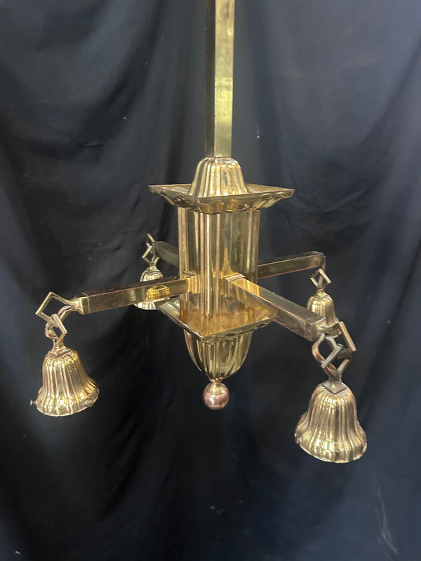4 Light Brass Chandelier AS IS GS010984