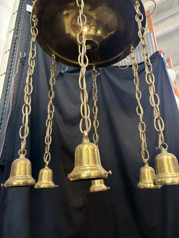 Six Light Round Brass Chandelier #GA2029