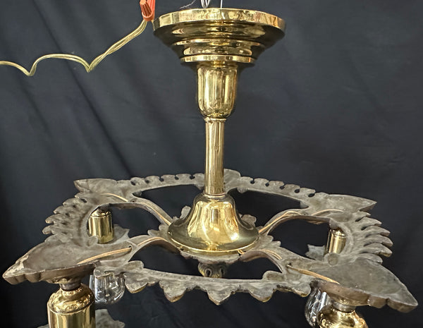 Restored Art Nouveau Brass 5-Light Chandelier GA20363