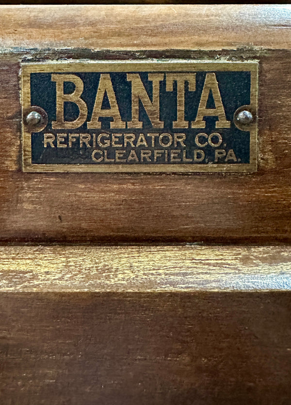 Early 1900s Banta Refrigerator Co. 2-Door Oak Ice Box GA20806