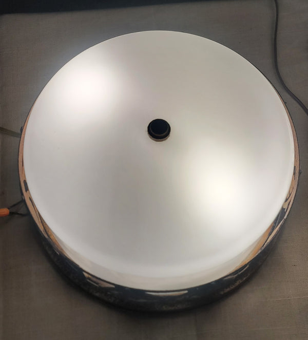 Pair of Flush Mount Ceiling Lights w/ Milk White Shades 13" x 6 1/2" GS010954