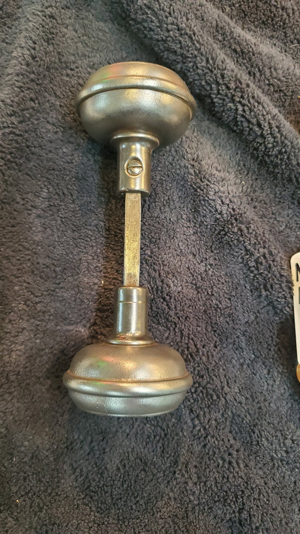 Restored Ornate French Art Nouveau 3 Fold Steel Doorknob Set GAM05