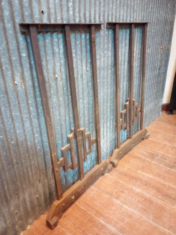 Pair of Art Deco Cast Iron Machine Legs with Casters 29 5/8" Tx 18" W GA-S062