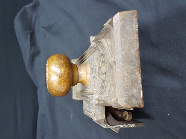 Early 1900s Ornate Bronze CNB Charlotte NC Bank Door Knob & Backplate GS00813