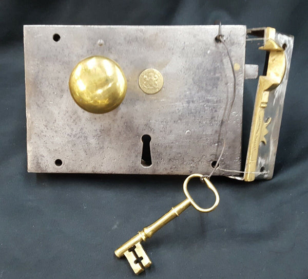 Restored 1800's Right Sided Iron & Brass Carpenter Lock Set