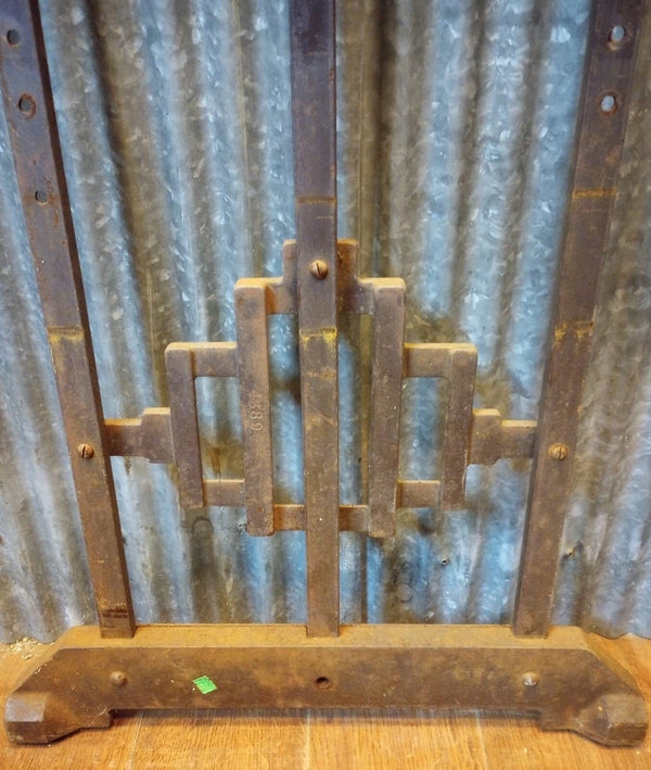 Pair of Art Deco Cast Iron Machine Legs with Casters 29 5/8" Tx 18" W GA-S062