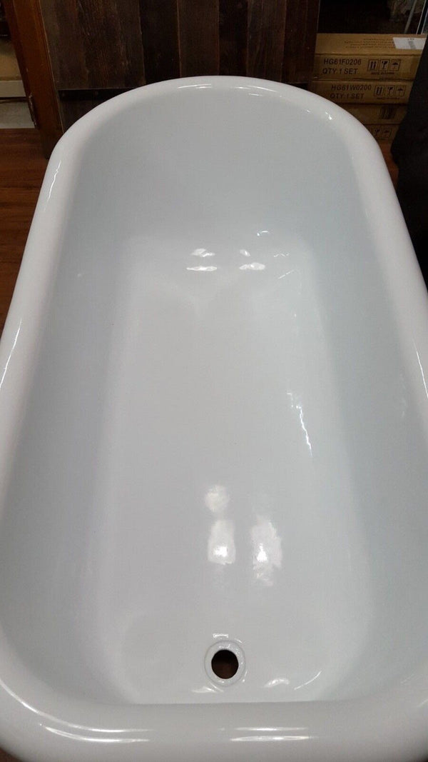 Restored Black & White Cast Iron Claw Foot Bathtub 60" x 30" x 22"