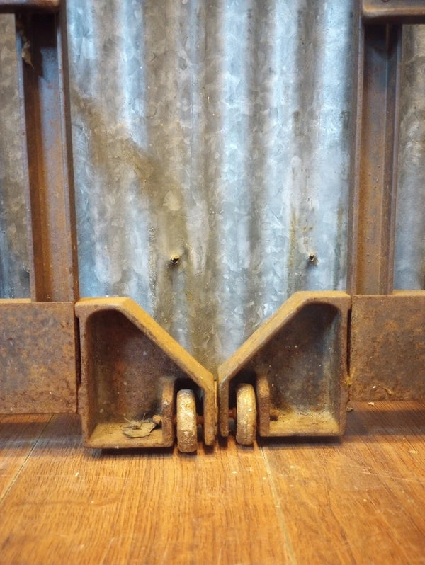 Pair of Art Deco Cast Iron Machine Legs with Casters 29 5/8" Tx 18" W GA-S062