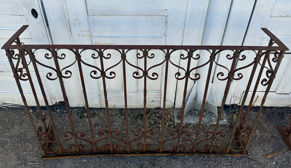 Set of 2 Three-Sided Antique Wrought Iron Balcony Railings GA20513