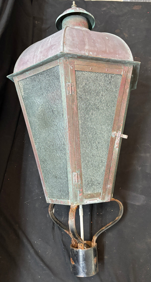 Riveted Copper Lamp Post Light with Green Patina GA21523